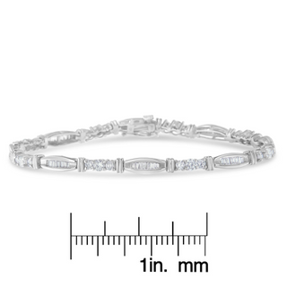 10K White Gold Geometric Pattern Diamond Tennis Bracelet (3 cttw, H-I Color, SI2-I1 Clarity)