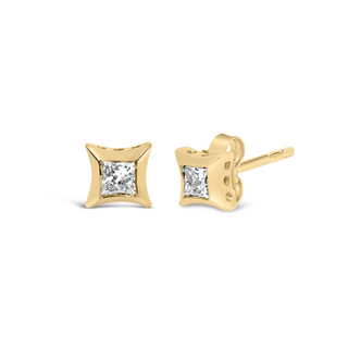 10K White Gold 1/5 Cttw Invisible Set Princess-Cut Diamond Stud Earrings (H-I Color, SI2-I1 Clarity)