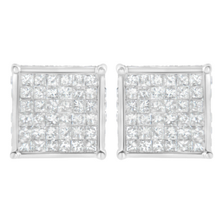 10K White Gold 2ct TDW Princess-Cut Composite Diamond Stud Earring (I-J ,I2-I3)