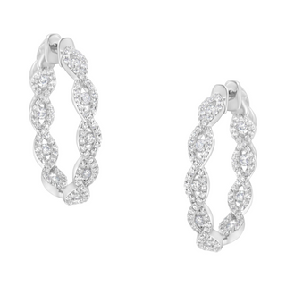 10K White Gold Diamond Hoop Earrings (1 1/2 cttw, H-I Color, I1-I2 Clarity)