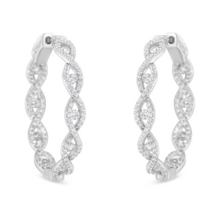 10K White Gold Diamond Hoop Earrings (1 1/2 cttw, H-I Color, I1-I2 Clarity)