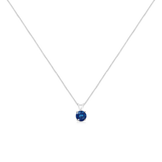 10K White Gold Round Brilliant Cut Lab Grown Blue Diamond 4-Prong Solitaire Pendant Necklace (Blue Color, VS2-SI1 Clarity) - 18"