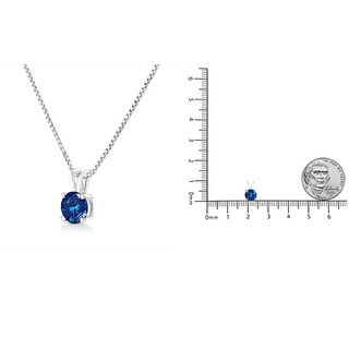 10K White Gold Round Brilliant Cut Lab Grown Blue Diamond 4-Prong Solitaire Pendant Necklace (Blue Color, VS2-SI1 Clarity) - 18"