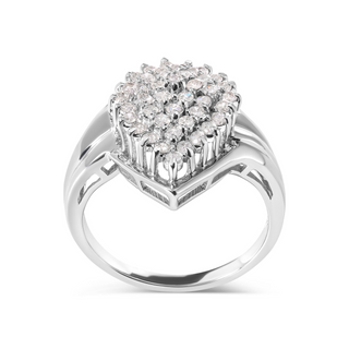 10K White Gold 1/2 Cttw Diamond Pear Shaped Cluster Ring (H-I Color, I1-I2 Clarity)