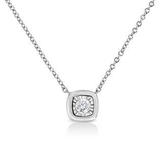 10K White Gold 1/10 Cttw Miracle Set Round-Cut Diamond 18" Pendant Necklace - Choice of Shape