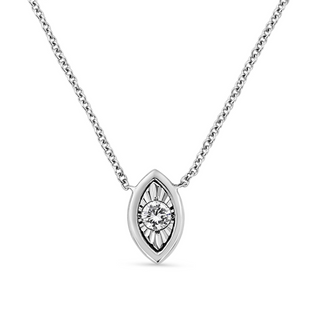 10K White Gold 1/10 Cttw Miracle Set Round-Cut Diamond 18" Pendant Necklace - Choice of Shape