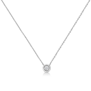 10K White Gold 1/10 Cttw Miracle Set Round-Cut Diamond 18" Pendant Necklace - Choice of Shape