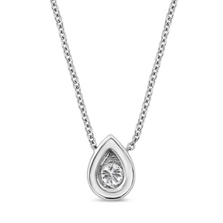 10K White Gold 1/10 Cttw Miracle Set Round-Cut Diamond 18" Pendant Necklace - Choice of Shape