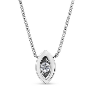 10K White Gold 1/10 Cttw Miracle Set Round-Cut Diamond 18" Pendant Necklace - Choice of Shape