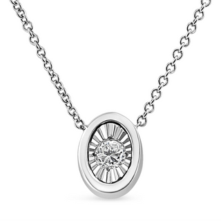 10K White Gold 1/10 Cttw Miracle Set Round-Cut Diamond 18" Pendant Necklace - Choice of Shape