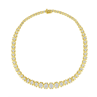 10K Yellow Gold 4 cttw Brilliant Round-Cut Diamond Graduating Riviera Statement Necklace (H-I Color, I2-I3 Clarity)