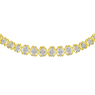 10K Yellow Gold 4 cttw Brilliant Round-Cut Diamond Graduating Riviera Statement Necklace (H-I Color, I2-I3 Clarity)