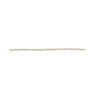 10k Yellow Gold 1/3 Cttw Diamond 3 Stone and X-Link Bracelet (I-J Color, I1-I2 Clarity) - 7.50" Inches