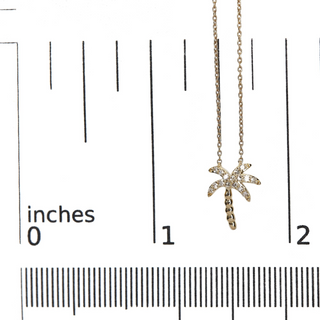 10K Yellow Gold 1/10 Cttw Round Diamond Palm Tree 18" Inch Pendant Necklace (H-I Color, I1-I2 Clarity)