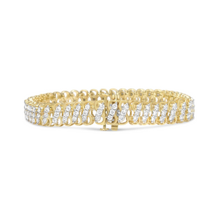 10K Yellow Gold 4.0 Cttw Diamond Triple Row Infinity 7" "S" Link Tennis Bracelet (J-K Color, I2-I3 Clarity)