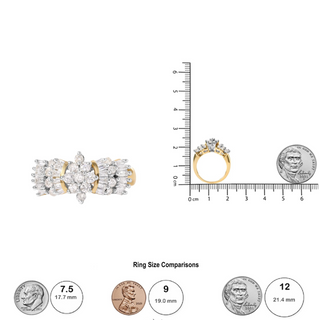 10K Yellow Gold 1.00 Cttw Diamond Starburst Ring Band (H-I Color, I1-I2 Clarity)