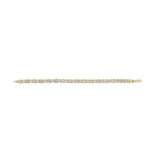 10K Yellow Gold 1.00 Cttw Diamond Cluster X Link Tennis Link 7.50" Bracelet  (I-J Color, I2-I3 Clarity)