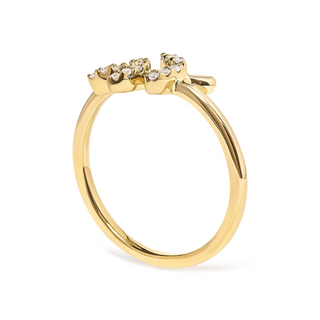 10K Yellow Gold 1/10 Cttw Diamond Leaf and Branch Ring (H-I Color, I1-I2 Clarity)