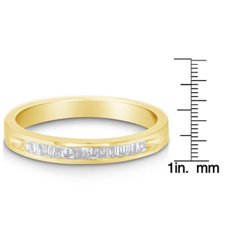 10K Yellow Gold over .925 Sterling Silver 1/5 Cttw Diamond Channel-Set Stackable Band Ring (H-I Color, I1-I2 Clarity)