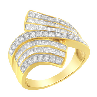 10K Yellow Gold Diamond Bypass Ring (1 1/7 Cttw, I-J Color, I1-I2 Clarity)