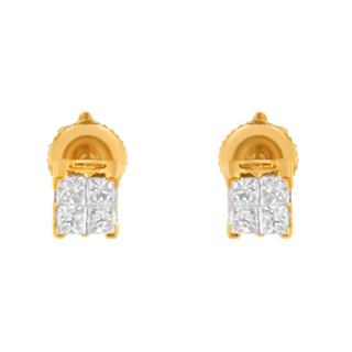 10KT Gold Princess Diamond Stud Earring (1/4 cttw, J-K Color, I1-I2 Clarity)