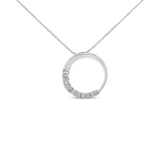 14K Gold 1/4 Cttw Round-Cut Graduating Diamond Open Circle Hoop 18" Pendant Necklace (J-K Color, I1-I2 Clarity)