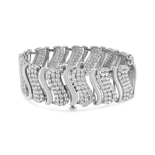 14K Gold 15.0 Cttw Diamond Chevron Wave 7.25" Inch Link Bracelet (J-K Color, I1-I2 Clarity)