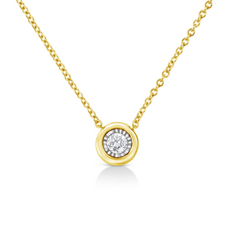 10K Yellow Gold Plated .925 Sterling Silver 1/10 Cttw Miracle Set Round Diamond 18" Pendant Necklace - Choice of Shapes