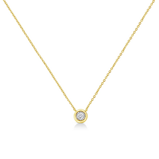 10K Yellow Gold Plated .925 Sterling Silver 1/10 Cttw Miracle Set Round Diamond 18" Pendant Necklace - Choice of Shapes