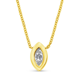 10K Yellow Gold Plated .925 Sterling Silver 1/10 Cttw Miracle Set Round Diamond 18" Pendant Necklace - Choice of Shapes