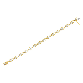 10K Yellow Gold Plated .925 Sterling Silver 1 cttw Prong Set Round-Cut Diamond Link Bracelet (J-K Color, I1-I2 Clarity) - 7.25"