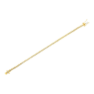 10K Yellow Gold Plated .925 Sterling Silver 1/2 Cttw 2-Prong Set Diamond S Link Tennis Bracelet (I-J Color, I3 Clarity)- 7.25"