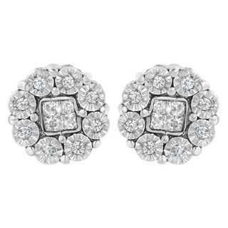 10KT White Gold 1/4ct Diamond Floral Cluster Stud Earring (I-J, I1-I2)