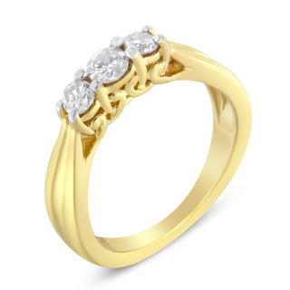 10K Yellow Gold Three-stone Diamond Ring (0.50 cttw, J-K Color, I2-I3 Clarity)