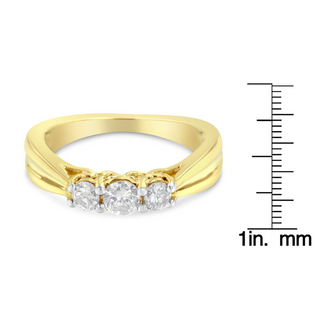 10K Yellow Gold Three-stone Diamond Ring (0.50 cttw, J-K Color, I2-I3 Clarity)