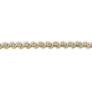 10K Yellow Gold Plated .925 Sterling Silver 1.0 Cttw Diamond "S" Link 7.25" Bracelet (J-K Color, I1-I2 Clarity)