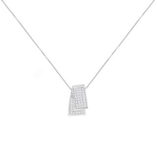 14K Gold 1.0 Cttw Princess Cut Diamond Two Tone Foldover Box Pendant 18” Box Chain Necklace (H-I Color, SI2-I1 Clarity)