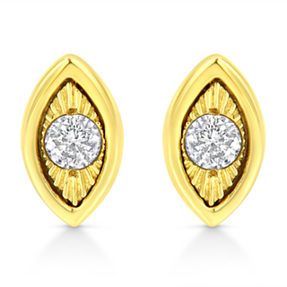 10K Yellow Gold Plated .925 Sterling Silver 1/10 Cttw Miracle-Set Diamond Stud Earrings - Choice of Shapes