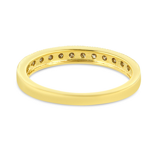 10K Yellow Gold Plated .925 Sterling Silver 1/4 Cttw Champagne Diamond 11 Stone Band Ring (K-L Color, I1-I2 Clarity)