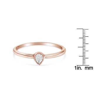 14K Rose Gold Plated .925 Sterling Silver 1/20 Carat Diamond Teardrop Pear-Shaped Miracle Set Petite Fashion Ring (J-K Color, I1-I2 Clarity)