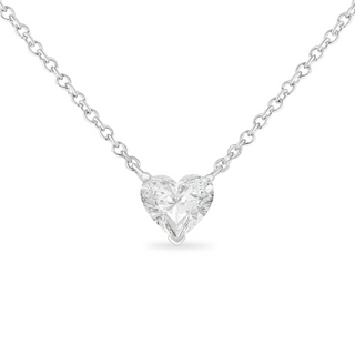 IGI Certified 14k White Gold 1/2 cttw Lab Grown Heart Shape Diamond Solitaire 18" Pendant Necklace (E-F Color, SI1-SI2 Clarity)