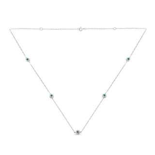 Sterling Silver Treated Blue Color Diamond Station Necklace (1/2 cttw, Blue Color, I2-I3 Clarity)