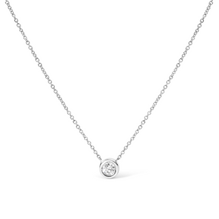 14K Gold Lab Grown Diamond Modern Bezel-Set Solitaire 16"-18" Pendant Necklace (F-G Color, VS2-SI1 Clarity)