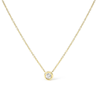 14K Gold Lab Grown Diamond Modern Bezel-Set Solitaire 16"-18" Pendant Necklace (F-G Color, VS2-SI1 Clarity)