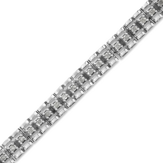 .925 Sterling Silver Diamond Double-Link 7" Tennis Bracelet (I-J Color, I3 Clarity)