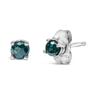 .925 Sterling Silver 0.15 Cttw Round Brilliant-Cut Diamond Classic 4-Prong Stud Earrings