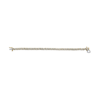 10K Yellow Gold over .925 Sterling Silver 2.0 Cttw Diamond Heart Charm 7" Link Bracelet (I-J Color, I3 Clarity)