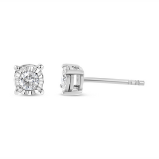 .925 Sterling Silver 1/5 Cttw Round Near Colorless Diamond Miracle-Set Stud Earrings