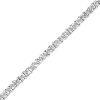 .925 Sterling Silver 1.0 Cttw Diamond Square Frame Miracle-Set Tennis Bracelet (I-J Color, I3 Clarity) - 8"