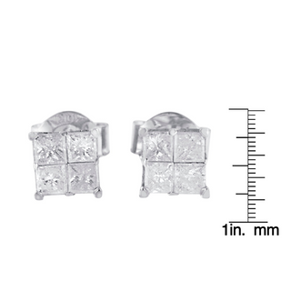 10k White Gold Diamond Stud Earrings (0.60 cttw, I-J Color, I2-I3 Clarity)